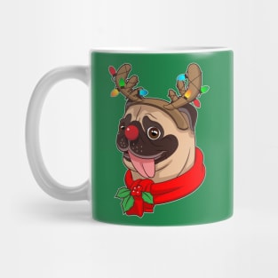 Funny Cute Pug Cool Costumes Christmas Gift Reindeer Mug